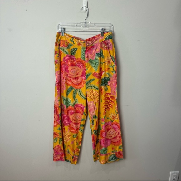 Farm Rio Macaw Bloom Matching Set Shirt Pants Yellow Pink Floral Animal Print - Picture 7 of 14